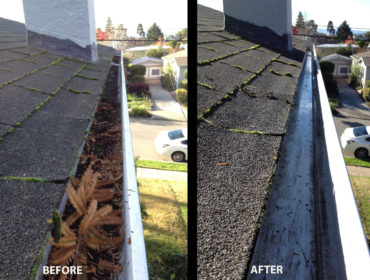 Before and after gutter cleaning peter james